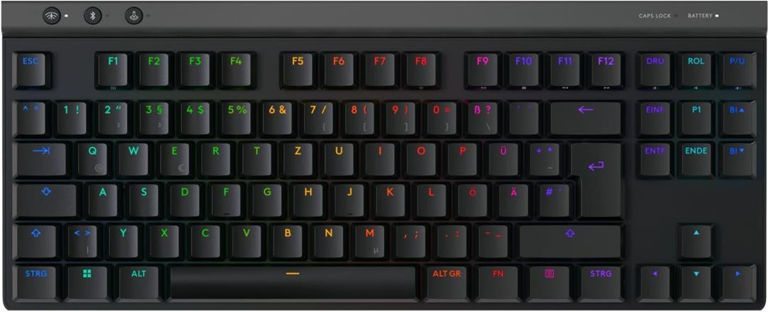 Logitech G G515 - Tastatur - LIGHTSPEED - TKL - Hintergrundbeleuchtung - kabellos - 2,4 GHz, Bluetooth, USB - QWERTZ - Deutsch - Tastenschalter: GL Tactile - Schwarz (920-012542)