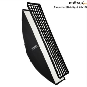 Walimex pro Essential Striplight Softbox 40x180cm, um 360° drehbar, einfacher Aufbau, inkl. Grid, Bowens Adapter und Transporttasche, ideal für Produkt- und Peoplefotografie (1023428)