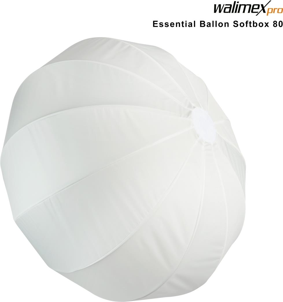 Walimex pro Essential Ballon Softbox 80cm, schnell öffnender 360° Lichtdiffusor, inkl. Bowens Adapter, kompatibel mit allen gängigen Blitz- und Dauerlichter mit Bowensanschluss (1023430)