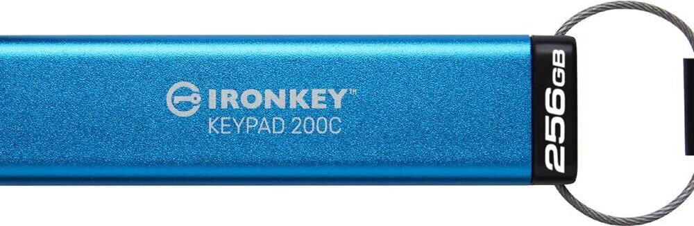 Kingston IronKey Keypad 200C - USB-Flash-Laufwerk - verschlüsselt - 256GB - USB-C 3,2 Gen 1 (IKKP200C/256GB)