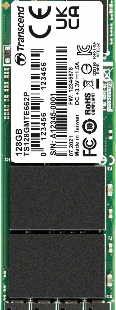 Transcend MTE662P M.2 128 GB PCI Express 3.1 NVMe 3D NAND (TS128GMTE662P)