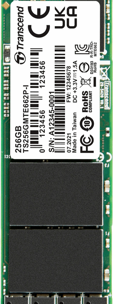 Transcend MTE662P-I M.2 256 GB PCI Express 3.1 NVMe 3D NAND (TS256GMTE662P-I)