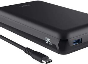Trust Laro - Powerbank - 20000 mAh - 100 Watt - 5 A - QC 3,0, Power Delivery 3,0 + PPS - 3 Ausgabeanschlussstellen (4 pin USB Type A (QC 3,0), 2 x 24-poliger USB-C (PD)) - auf Kabel: USB-C - Schwarz (25240)