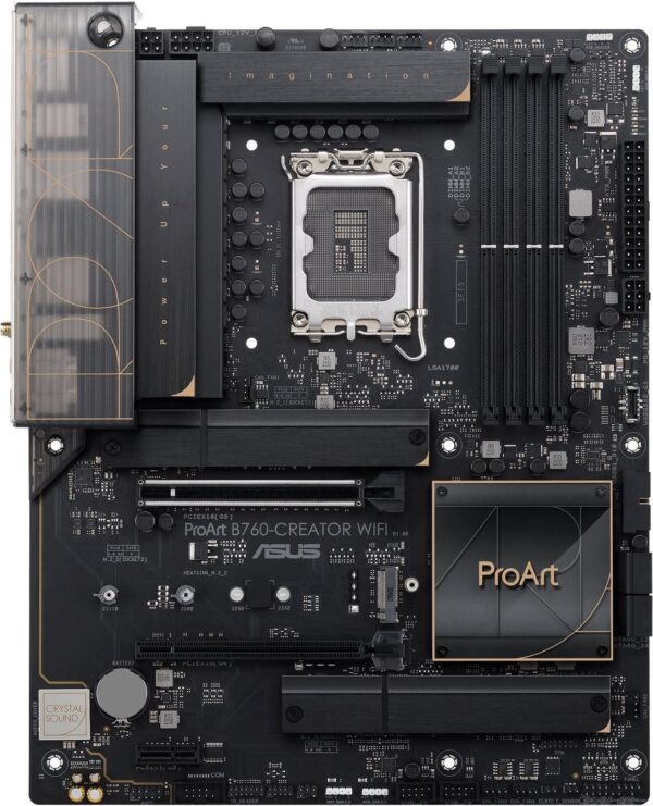 ASUS PROART B760-CREATOR WIFI - Motherboard - ATX - LGA1700-Sockel - B760 Chipsatz - USB-C 3,2 Gen2, USB 3,2 Gen 1, USB-C 3,2 Gen 2x2 - Gigabit LAN, 2,5 Gigabit LAN, Wi-Fi 6, Bluetooth - Onboard-Grafik (CPU erforderlich) - HD Audio (8-Kanal) (90MB1FY0-M1EAY0)