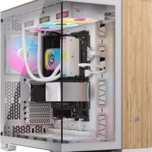 CORSAIR 6500X - Mid tower - E-ATX - Seitenteil mit Fenster (gehärtetes Glas) - keine Spannungsversorgung (ATX) - bamboo wood, weiß - USB/Audio (CC-9011284-WW)