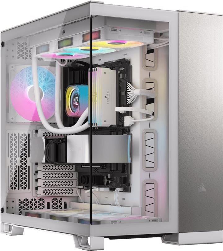 CORSAIR 6500X - Mid tower - E-ATX - Seitenteil mit Fenster (gehärtetes Glas) - keine Spannungsversorgung (ATX) - weiß, satin gray aluminum - USB/Audio (CC-9011285-WW)