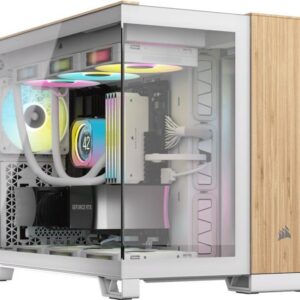 CORSAIR 2500X - Mid tower - micro ATX - Seitenteil mit Fenster (gehärtetes Glas) - keine Spannungsversorgung (ATX) - weiß, bamboo wood - USB/Audio (CC-9011288-WW)