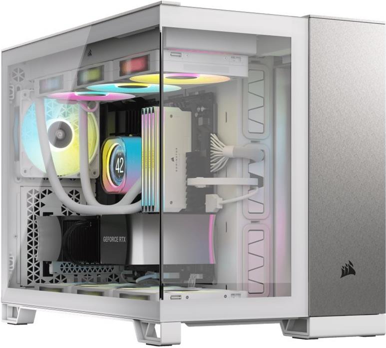 CORSAIR 2500X - Mid tower - micro ATX - Seitenteil mit Fenster (gehärtetes Glas) - keine Spannungsversorgung (ATX) - satin gray aluminum, weiß - USB/Audio (CC-9011289-WW)