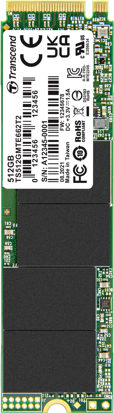 Transcend MTE662T2 - SSD - 128GB - intern - M.2 2280 (doppelseitig) - PCIe 3,0 x4 (NVMe) (TS128GMTE662T2)