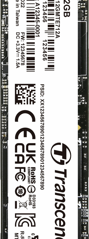 Transcend MTE712A - SSD - verschlüsselt - 512GB - intern - M.2 2280 (doppelseitig) - PCIe 4,0 x4 (NVMe) - 256-Bit-AES - Self-Encrypting Drive (SED), TCG Opal Encryption 2,0 (TS512GMTE712A)