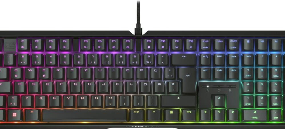 CHERRY XTRFY MX 3,1 - Tastatur - 100% - full size - Hintergrundbeleuchtung - USB-C - QWERTZ - Deutsch - Tastenschalter: CHERRY MX2A Red - Schwarz (G80-3890LJADE-2)