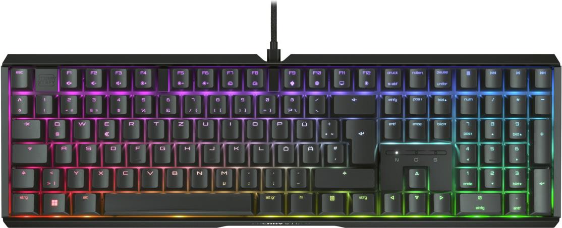 CHERRY XTRFY MX 3,1 - Tastatur - 100% - full size - Hintergrundbeleuchtung - USB-C - QWERTZ - Deutsch - Tastenschalter: CHERRY MX2A Red - Schwarz (G80-3890LJADE-2)