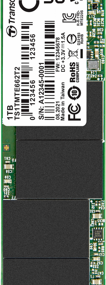 Transcend MTE662T2 - SSD - 256GB - intern - M.2 2280 (doppelseitig) - PCIe 3,0 x4 (NVMe) (TS256GMTE662T2)