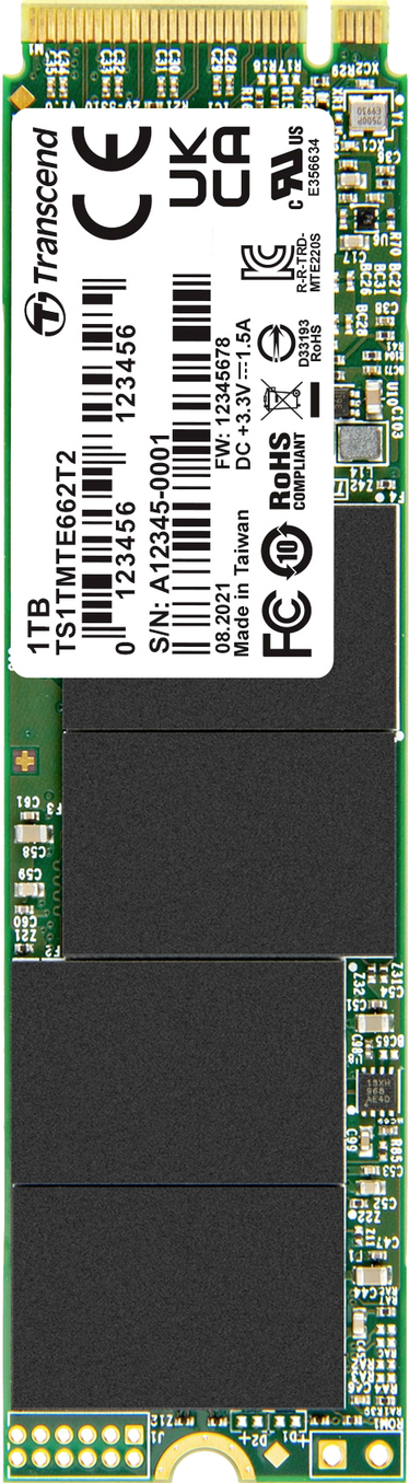 Transcend MTE662T2 - SSD - 256GB - intern - M.2 2280 (doppelseitig) - PCIe 3,0 x4 (NVMe) (TS256GMTE662T2)