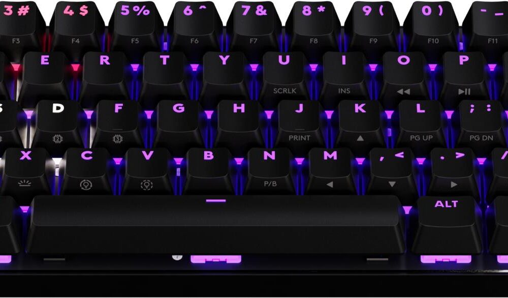 Logitech G PRO X 60 - Tastatur - Gaming - 60% - TKL - Hintergrundbeleuchtung - kabellos - 2,4 GHz, Bluetooth - QWERTY - US International - Tastenschalter: Tactile - Schwarz (920-011911)