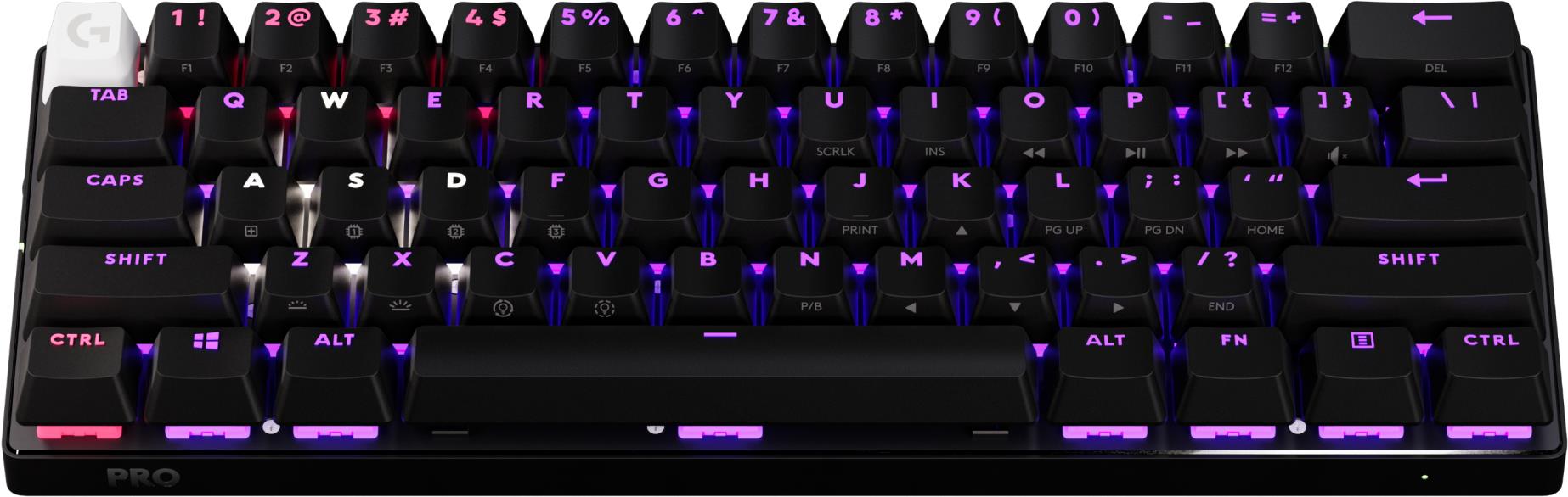 Logitech G PRO X 60 - Tastatur - Gaming - 60% - TKL - Hintergrundbeleuchtung - kabellos - 2,4 GHz, Bluetooth - QWERTY - US International - Tastenschalter: Tactile - Schwarz (920-011911)