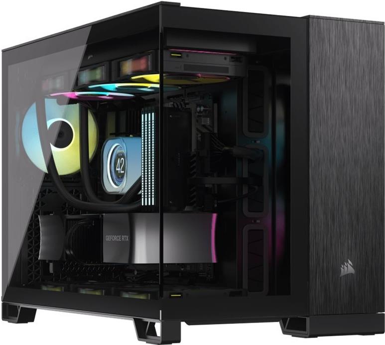 CORSAIR 2500X - Mid tower - micro ATX - Seitenteil mit Fenster (gehärtetes Glas) - keine Spannungsversorgung (ATX) - Schwarz, obsidian aluminum - USB/Audio (CC-9011287-WW)