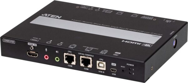 ATEN CN9850 - KVM-Switch - Fernzugriff über einen einzelnen Port, 4K, HDMI - 4 x KVM port(s) - 1 lokaler Benutzer - an Rack montierbar (CN9850)