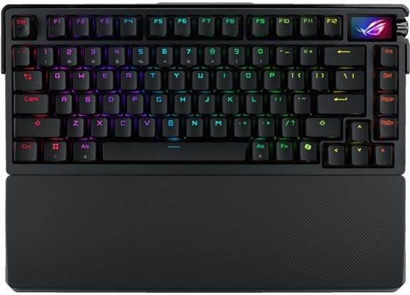 ASUS ROG Azoth Extreme - Tastatur - 75% - mit OLED-Display - backlit - kabellos - 2,4 GHz, Bluetooth 5,1, USB-C - QWERTZ - Deutsch - Tastenschalter: ROG NX Snow (austauschbar im laufenden Betrieb) - Schwarz (90MP03MA-BKDA01)