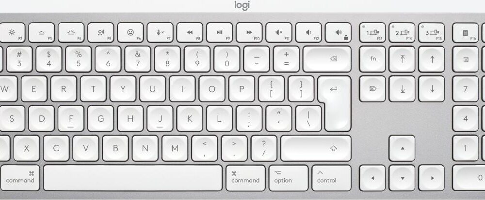 Logitech Master Series MX Keys S for Mac - Tastatur full size - hinterleuchtet - kabellos - Bluetooth LE - QWERTY - US International - Pale Gray (920-011638)