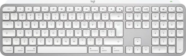 Logitech Master Series MX Keys S for Mac - Tastatur full size - hinterleuchtet - kabellos - Bluetooth LE - QWERTY - US International - Pale Gray (920-011638)