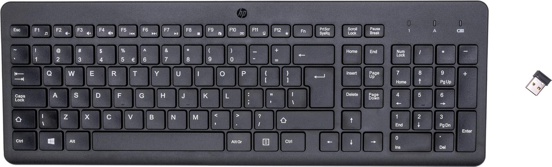 HP 220 - Tastatur - kabellos - 2,4 GHz - QWERTY - International Englisch - Schwarz - recycelbare Verpackung (805T2AA#ABB)