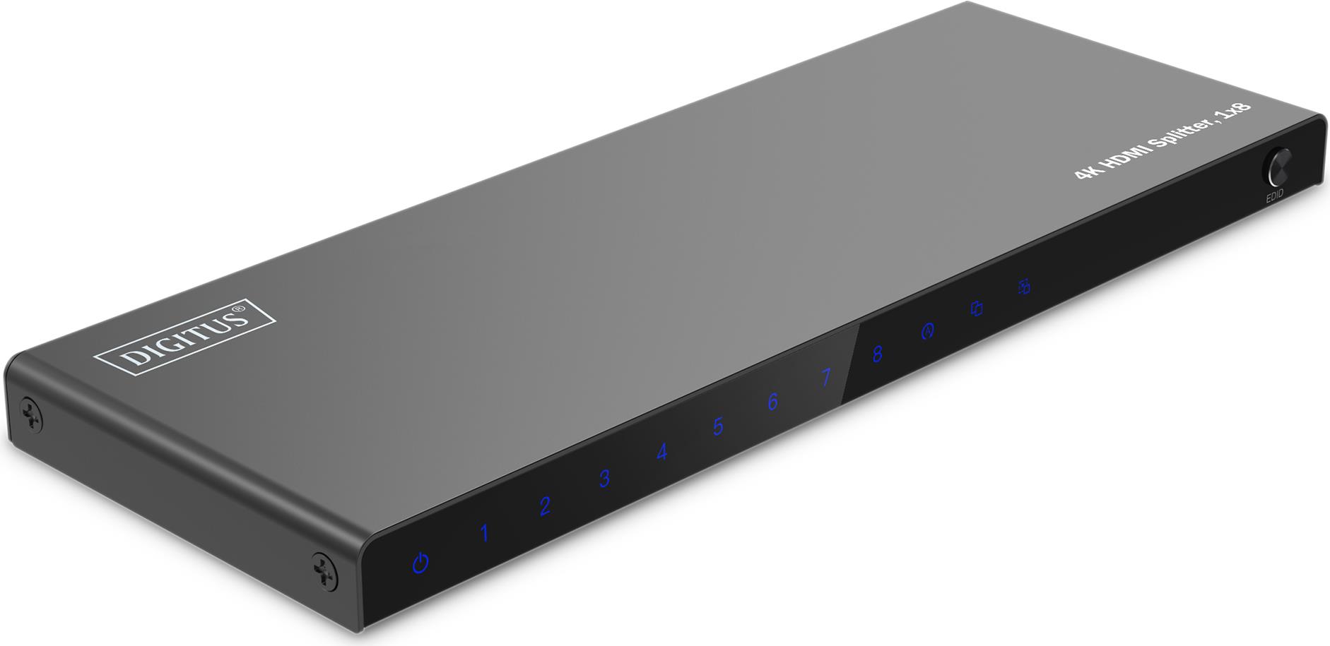 Digitus 4K HDMI Splitter - 1x8 - HDMI - 8x HDMI - 3840 x 2160 Pixel - Schwarz - Metall - 4K Ultra HD (DS-55338)