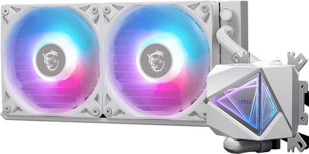 MSI MAG CORELIQUID I240 - Prozessor-Flüssigkeitskühlsystem - Kühlergröße: 240 mm - (für: LGA1150, LGA1151, LGA1155, LGA1156, LGA1200, LGA1700, AM4, AM5) - Kupfer - 120 mm - weiß (306-7ZW7A21-C24)