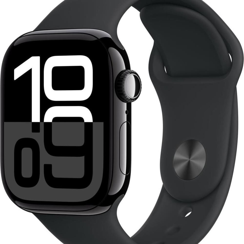 Apple Watch Series 10 GPS 42mm Jet Black Aluminium Case mit Black Sport Band - S/M (MWWE3QF/A)