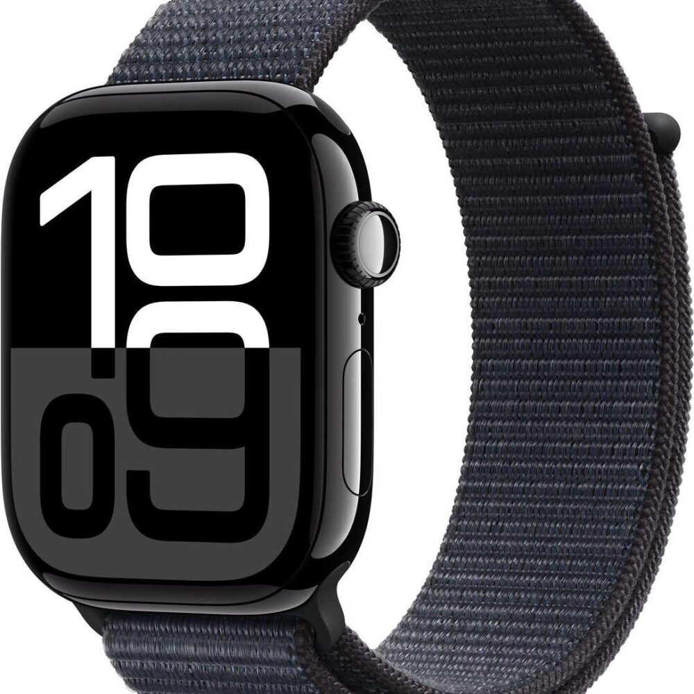 Apple Watch Series 10 GPS 46mm Jet Black Aluminium Case mit Ink Sport Loop (MWWR3QF/A)