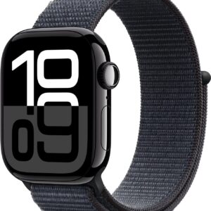 Apple Watch Series 10 GPS + Cellular 42mm Jet Black Aluminium Case mit Ink Sport Band (MWX83QF/A)
