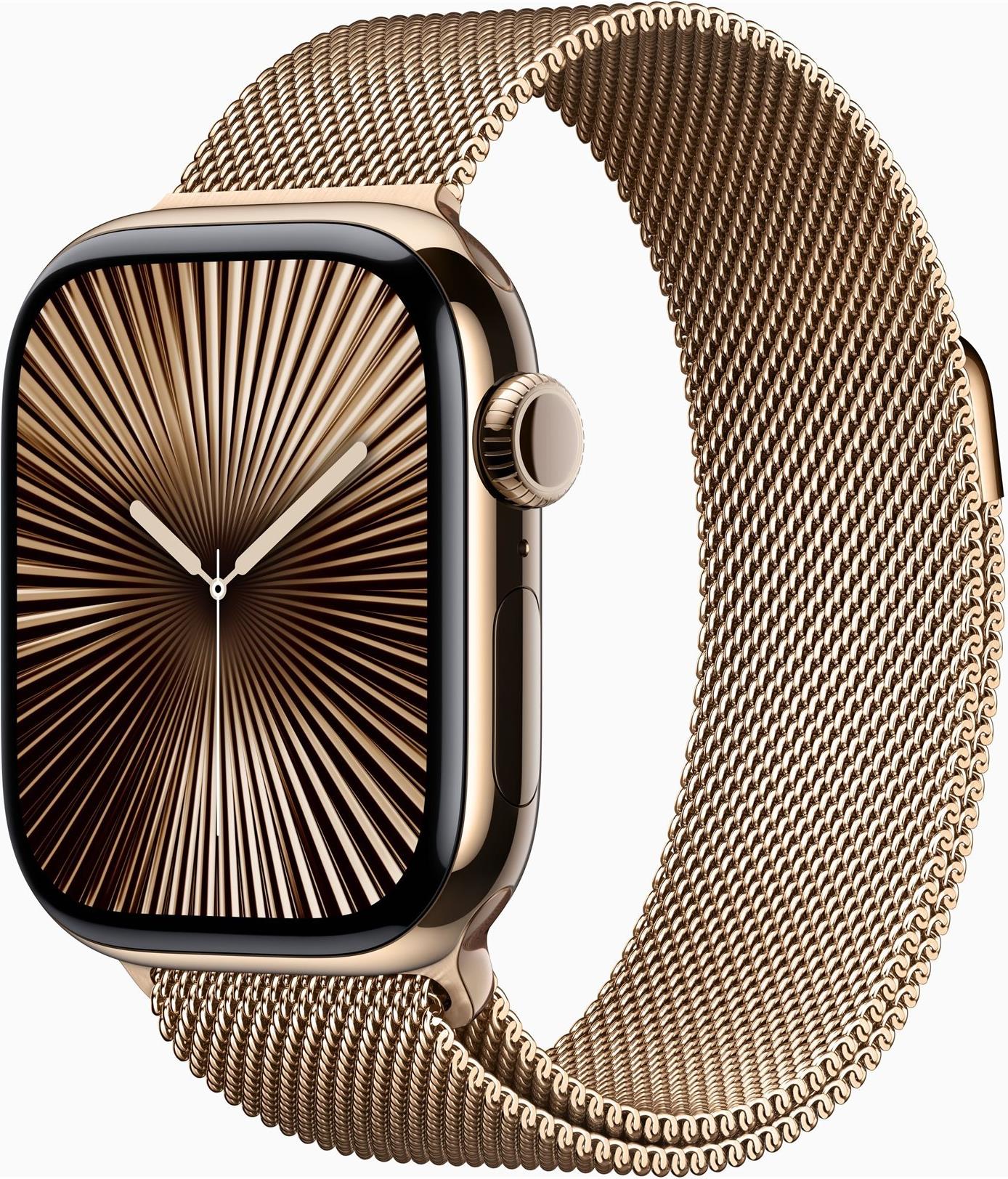 Apple Watch Series 10 GPS + Cellular 42mm Gold Titanium Case mit Gold Milanese Band (MX083QF/A)
