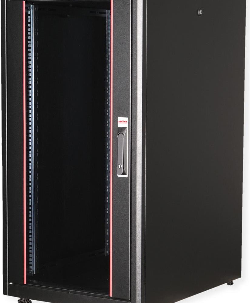 ROLINE 19 Zoll Netzwerkschrank Basic 22 600x800 BxT Glastür schwarz (26.21.0201)
