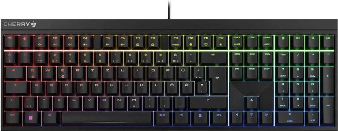 CHERRY XTRFY MX 2,0S - Tastatur - 100% - full size - Hintergrundbeleuchtung - USB - QWERTZ - Deutsch - Tastenschalter: CHERRY MX2A Red - Schwarz (G80-3821LJBDE-2)
