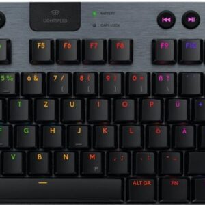 Logitech G G915 X - Tastatur - LIGHTSPEED - TKL - Hintergrundbeleuchtung - kabellos - Bluetooth 5,0, 2,4 GHz, USB - QWERTZ - Deutsch - Tastenschalter: GL Clicky - Schwarz (920-012754)