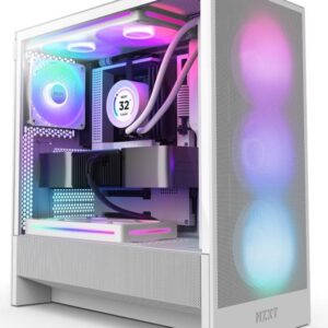 NZXT H series H5 Flow RGB - Mid tower - E-ATX - Seitenteil mit Fenster (gehärtetes Glas) - keine Spannungsversorgung - weiß - USB/Audio (CC-H52FW-R1)