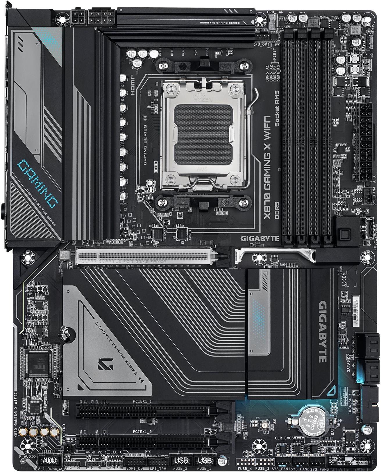 Gigabyte X870 GAMING X WIFI7 - Motherboard - ATX - Socket AM5 - AMD X870 Chipsatz - USB-C 3,2 Gen 2x2, USB4, USB 3,2 Gen 1, USB 3,2 Gen 2 - 2,5 Gigabit LAN, Bluetooth, Wi-Fi 7 - Onboard-Grafik (CPU erforderlich) - HD Audio (8-Kanal) (X870 GAMING X WIFI7)