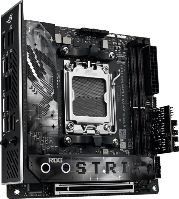 ASUS ROG STRIX X870-I GAMING WIFI - Motherboard - Mini-ITX - Socket AM5 - AMD X870 Chipsatz - USB4, USB 3,2 Gen 2, USB-C 3,2 Gen2, USB 3,2 Gen 1 - Wi-Fi 7, Bluetooth, 2,5 Gigabit LAN - Onboard-Grafik (CPU erforderlich) - HD Audio (8-Kanal) (90MB1IW0-M0EAY0)