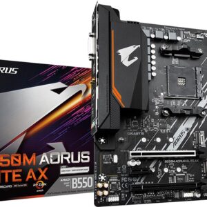 GIGABYTE AORUS B550M ELITE AX - 1,3 - Motherboard - micro ATX - Socket AM4 - AMD B550 Chipsatz - USB 3,2 Gen 1 - Gigabit LAN, Wi-Fi 6E, Bluetooth - Onboard-Grafik (CPU erforderlich) - HD Audio (8-Kanal) (B550M AORUS ELITE AX)