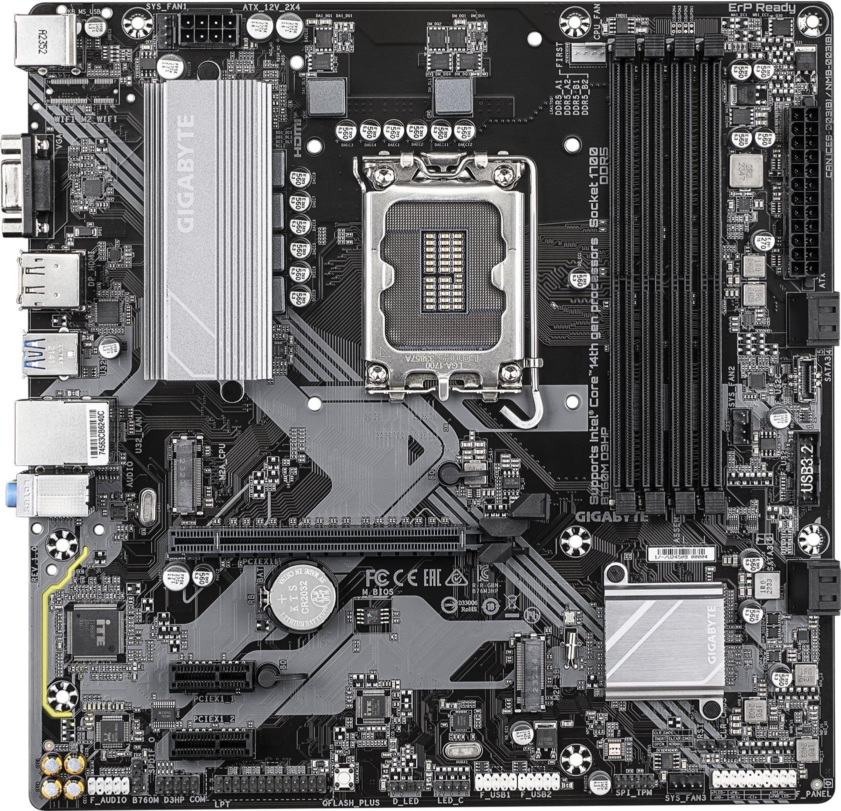 Gigabyte B760M D3HP - Motherboard - micro ATX - LGA1700-Sockel - B760 Chipsatz - USB-C 3,2 Gen 1, USB 3,2 Gen 1 - Gigabit LAN - Onboard-Grafik (CPU erforderlich) - HD Audio (8-Kanal) (B760M D3HP)