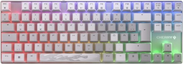 CHERRY MX 8,2 - XAGA Edition - Tastatur - 80% - TKL - Hintergrundbeleuchtung - kabellos - Bluetooth 5,2, 2,4 GHz, USB-C - QWERTZ - Deutsch - Tastenschalter: CHERRY MX2A Blue - weiß (G80-3882SJADE-0)