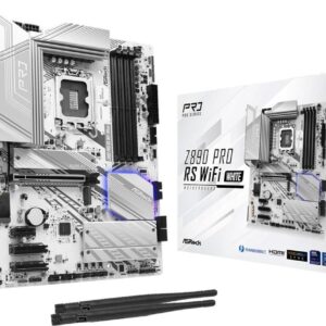 ASRock Z890 Pro RS WiFi White - Motherboard - ATX - LGA1851-Sockel - Z890 Chipsatz - USB4, USB-C 3,2 Gen 2x2, USB 3,2 Gen 2, USB 3,2 Gen 1 - 2,5 Gigabit LAN, Bluetooth, Wi-Fi 6E - Onboard-Grafik (CPU erforderlich) - HD Audio (8-Kanal) (90-MXBQC0-A0UAYZ)