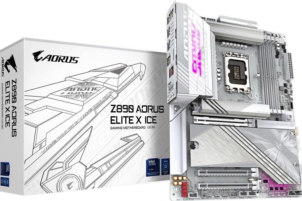 GIGABYTE AORUS Z890 ELITE X ICE - Motherboard - ATX - LGA1851-Sockel - Z890 Chipsatz - USB4, USB-C 3,2 Gen 2x2, USB 3,2 Gen 2, USB 3,2 Gen 1 - 2,5 Gigabit LAN, Bluetooth, Wi-Fi 7 - Onboard-Grafik (CPU erforderlich) - HD Audio (8-Kanal) (Z890 A ELITE X ICE)