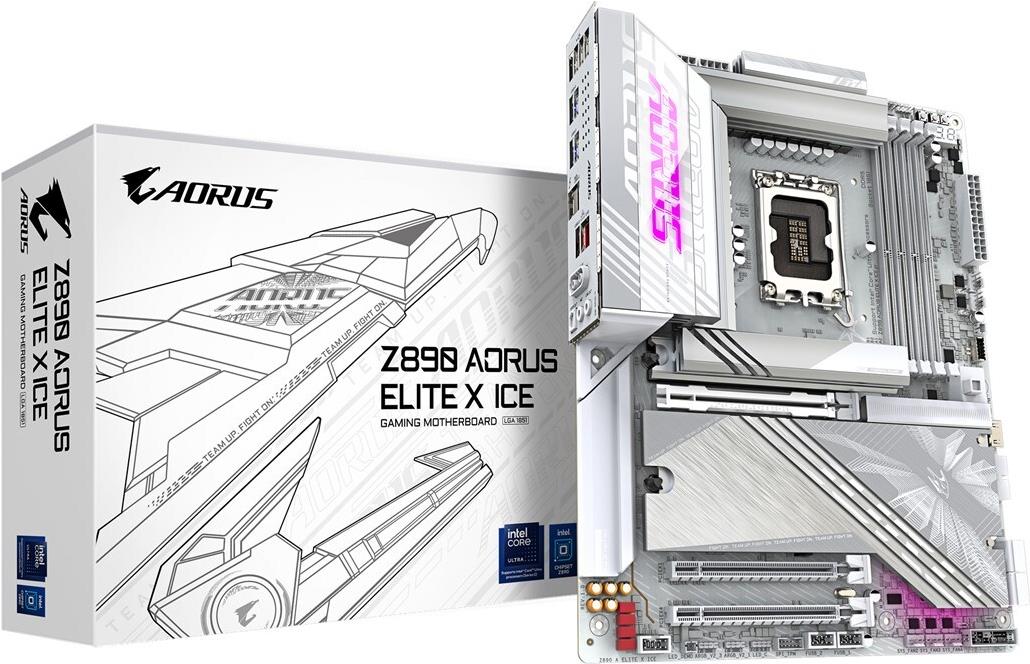GIGABYTE AORUS Z890 ELITE X ICE - Motherboard - ATX - LGA1851-Sockel - Z890 Chipsatz - USB4, USB-C 3,2 Gen 2x2, USB 3,2 Gen 2, USB 3,2 Gen 1 - 2,5 Gigabit LAN, Bluetooth, Wi-Fi 7 - Onboard-Grafik (CPU erforderlich) - HD Audio (8-Kanal) (Z890 A ELITE X ICE)