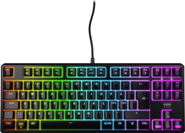 CHERRY XTRFY K4V2 - Tastatur - RGB - 80% - TKL - Hintergrundbeleuchtung - USB - QWERTZ - Deutsch - Tastenschalter: CHERRY MX2A Red - Schwarz (CX-K4V2-RGB-TKL-R-GER)