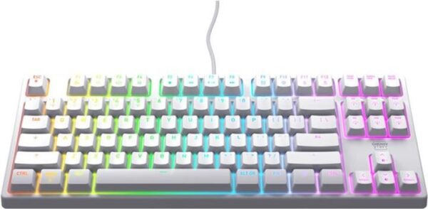 CHERRY XTRFY K4V2 - Tastatur - RGB - 80% - TKL - Hintergrundbeleuchtung - USB - QWERTZ - Deutsch - Tastenschalter: CHERRY MX2A Red - weiß (CX-K4V2-RGB-TKL-WH-R-GER)
