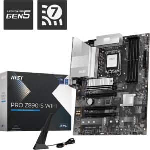 MSI PRO Z890-S WIFI - Motherboard - ATX - LGA1851-Sockel - Z890 Chipsatz - USB-C 3,2 Gen 2x2, USB 3,2 Gen 1 - 2,5 Gigabit LAN, Wi-Fi 7, Bluetooth - Onboard-Grafik (CPU erforderlich) - HD Audio (8-Kanal) (7E54-001R)