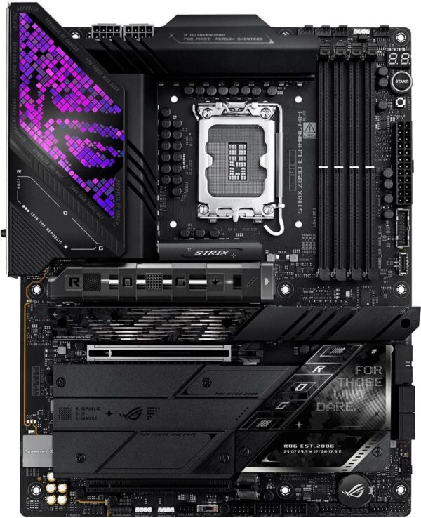 ASUS ROG STRIX Z890-E GAMING WIFI - Motherboard - ATX - LGA1851-Sockel - Z890 Chipsatz - USB-C 3,2 Gen 2x2, USB 3,2 Gen 1, USB 3,2 Gen 2, USB-C 3,2 Gen2, USB4 - 5 Gigabit Ethernet, Wi-Fi 7, Bluetooth - Onboard-Grafik (CPU erforderlich) - HD Audio (8-Kanal) (90MB1IM0-M0EAY0)