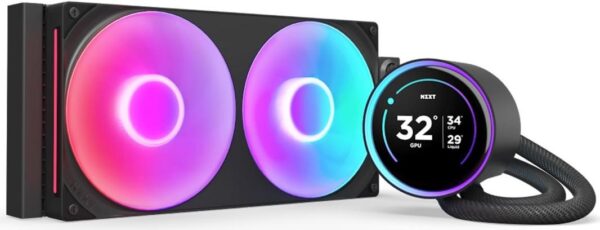NZXT Kraken Elite 280 RGB - Prozessor-Flüssigkeitskühlsystem - mit LCD-Display - (für: LGA1851, LGA1700, LGA1200, LGA115x Socket, AM5, AM4) - Kupfer - 2 x 140 mm - mattschwarz (RL-KR28E-B2)