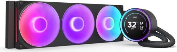 NZXT Kraken Elite 360 RGB - Prozessor-Flüssigkeitskühlsystem - mit LCD-Display - Kühlergröße: 360 mm - (für: LGA1851, LGA1700, LGA1200, LGA115x Socket, AM4, AM5) - Kupfer - 120 mm - mattschwarz (RL-KR36E-B2)